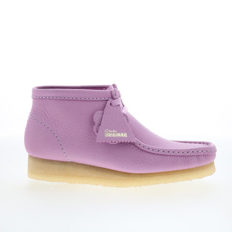 Clarks Wallabee Boot 26180648 Womens Purple Leather Lace Up Chukkas Boots