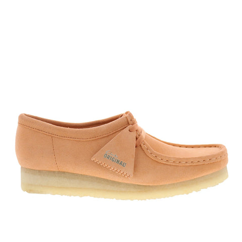 Clarks Wallabee 26180671 Womens Orange Suede Oxford Flats Shoes