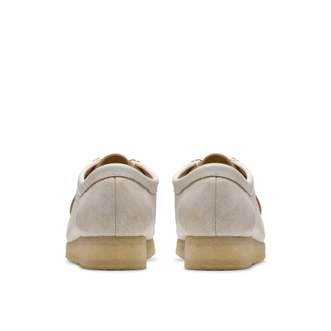 Clarks Wallabee 26181115 Womens White Suede Lace Up Oxford Flats Shoes