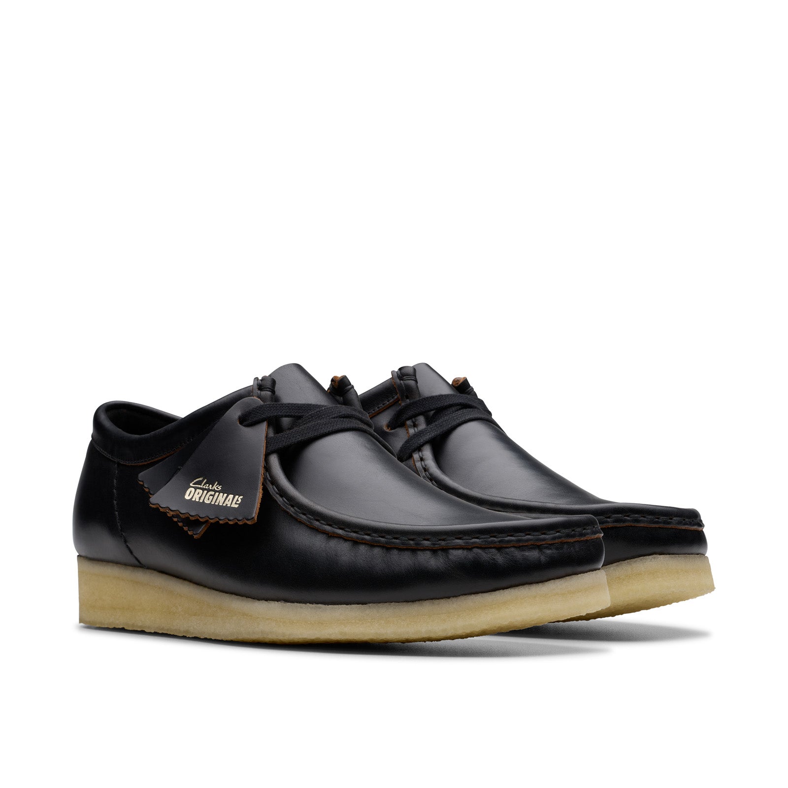 Clarks Wallabee 26181127 Mens Black Leather Oxfords & Lace Ups