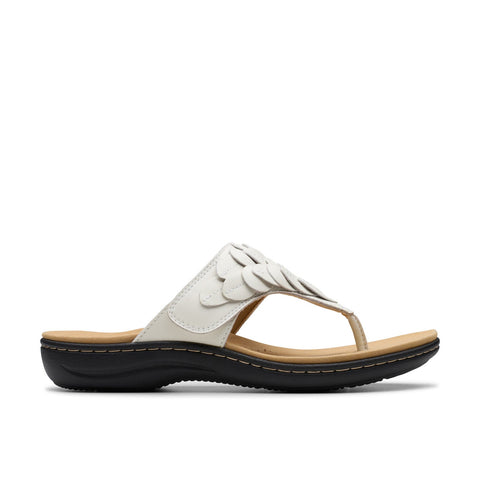 Clarks Laurieann Palm 26181704 Womens White Wide Flip-Flops Sandals Shoes