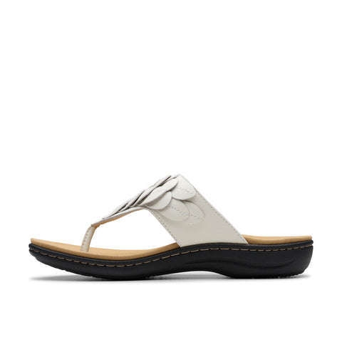 Clarks Laurieann Palm 26181704 Womens White Wide Flip-Flops Sandals Shoes