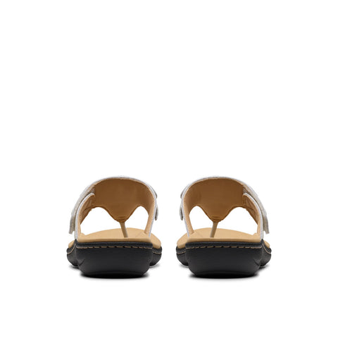 Clarks Laurieann Palm 26181704 Womens White Leather Flip-Flops Sandals Shoes
