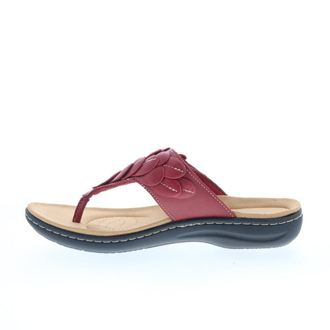 Clarks Laurieann Palm 26181705 Womens Red  Flip-Flops Sandals Shoes