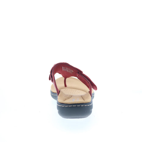 Clarks Laurieann Palm 26181705 Womens Red Wide Flip-Flops Sandals Shoes