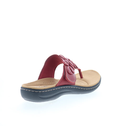 Clarks Laurieann Palm 26181705 Womens Red Wide Flip-Flops Sandals Shoes
