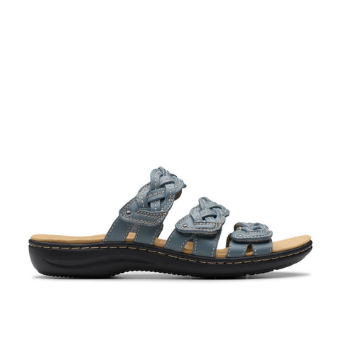 Clarks Laurieann Rio 26181908 Womens Blue Leather Flip-Flops Sandals Shoes