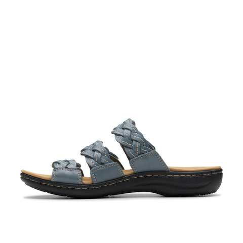Clarks Laurieann Rio 26181908 Womens Blue Leather Flip-Flops Sandals Shoes