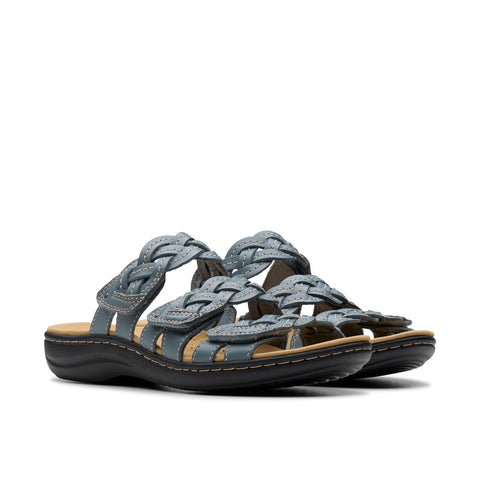 Clarks Laurieann Rio 26181908 Womens Blue Leather Flip-Flops Sandals Shoes