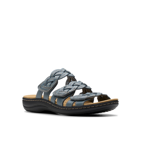 Clarks Laurieann Rio 26181908 Womens Blue Leather Flip-Flops Sandals Shoes