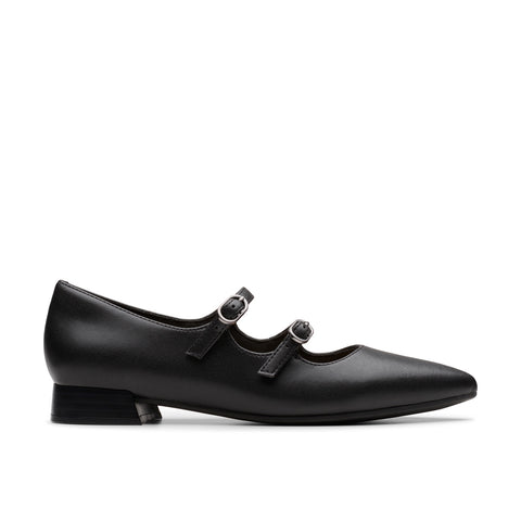 Clarks Natalyn Lane 26181929 Womens Black Leather Mary Jane Flats Shoes