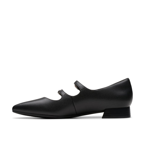 Clarks Natalyn Lane 26181929 Womens Black Wide Leather Mary Jane Flats Shoes