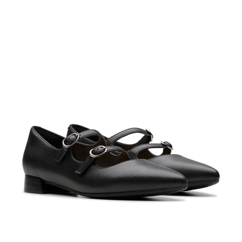 Clarks Natalyn Lane 26181929 Womens Black Leather Mary Jane Flats Shoes