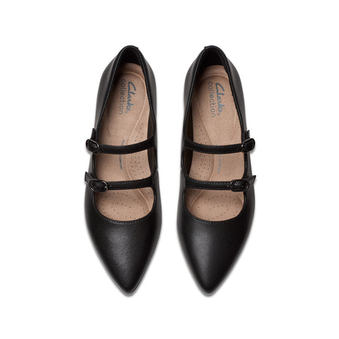 Clarks Natalyn Lane 26181929 Womens Black Leather Mary Jane Flats Shoes