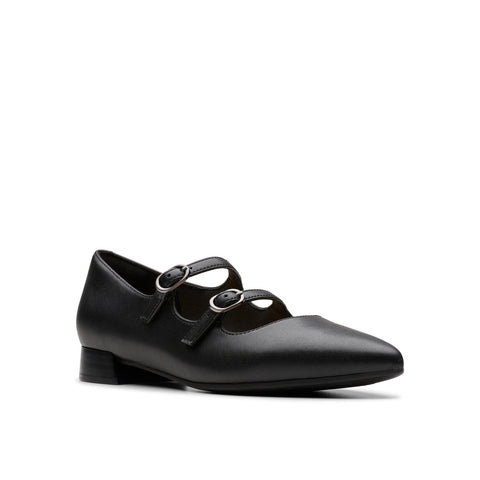 Clarks Natalyn Lane 26181929 Womens Black Leather Mary Jane Flats Shoes