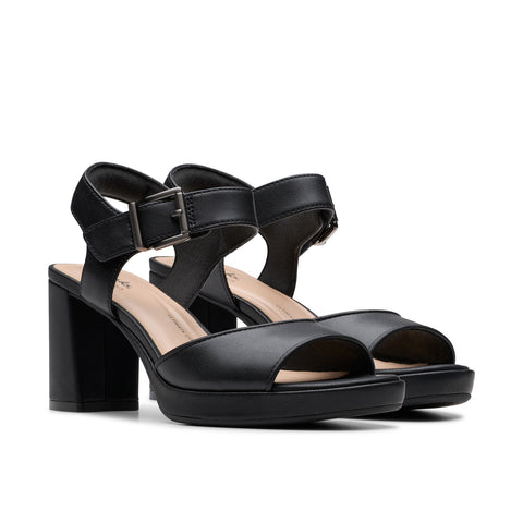 Clarks AmbyrLyn Faye 26181951 Womens Black Leather Pumps Heels Shoes