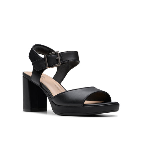 Clarks AmbyrLyn Faye 26181951 Womens Black Leather Pumps Heels Shoes