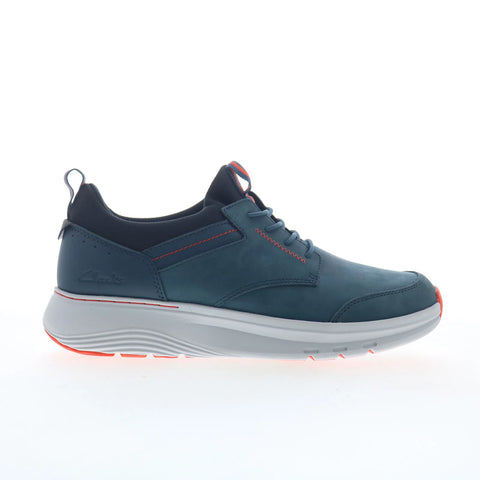 Clarks Motion Trek EZ Mens Blue Wide Leather Lifestyle Sneakers Shoes