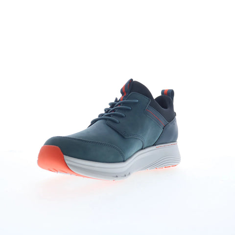 Clarks Motion Trek EZ Mens Blue Wide Leather Lifestyle Sneakers Shoes