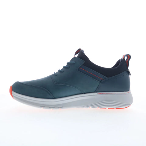 Clarks Motion Trek EZ Mens Blue Wide Leather Lifestyle Sneakers Shoes