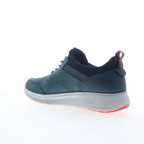 Clarks Motion Trek EZ Mens Blue Wide Leather Lifestyle Sneakers Shoes