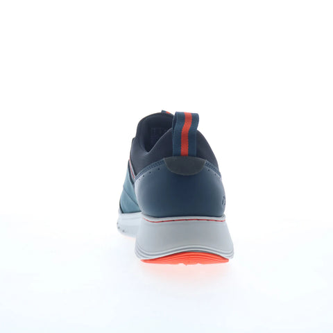 Clarks Motion Trek EZ Mens Blue Wide Leather Lifestyle Sneakers Shoes