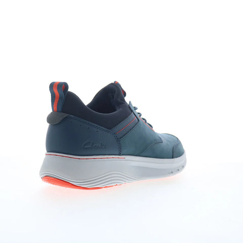 Clarks Motion Trek EZ Mens Blue Wide Leather Lifestyle Sneakers Shoes