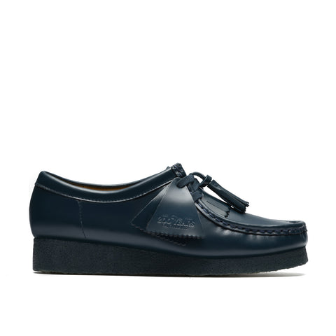 Clarks Wallabee 26182746 Womens Blue Leather Lace Up Oxford Flats Shoes