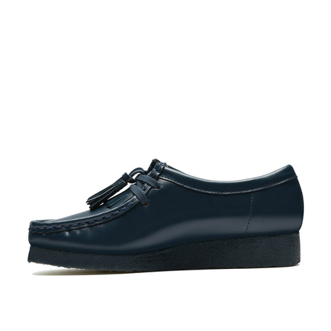 Clarks Wallabee 26182746 Womens Blue Leather Lace Up Oxford Flats Shoes