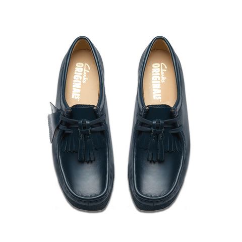 Clarks Wallabee 26182746 Womens Blue Leather Lace Up Oxford Flats Shoes