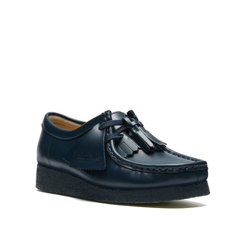 Clarks Wallabee 26182746 Womens Blue Leather Lace Up Oxford Flats Shoes