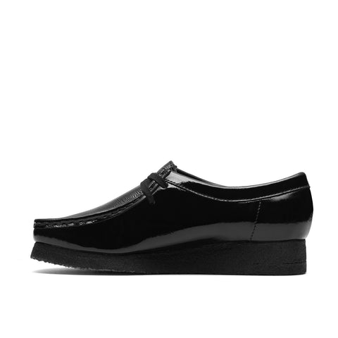 Clarks Wallabee 26182760 Womens Black Leather Lace Up Oxford Flats Shoes