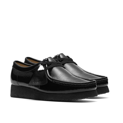 Clarks Wallabee 26182760 Womens Black Leather Lace Up Oxford Flats Shoes