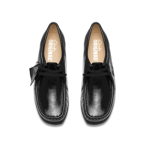 Clarks Wallabee 26182760 Womens Black Leather Lace Up Oxford Flats Shoes