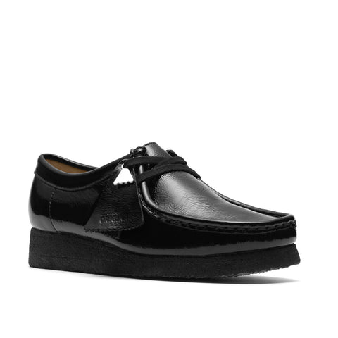 Clarks Wallabee 26182760 Womens Black Leather Lace Up Oxford Flats Shoes