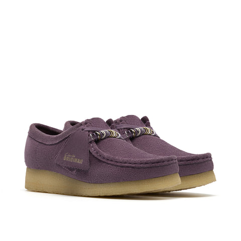 Clarks Wallabee 26183775 Womens Purple Suede Lace Up Oxford Flats Shoes
