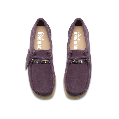 Clarks Wallabee 26183775 Womens Purple Suede Lace Up Oxford Flats Shoes