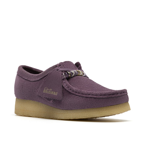 Clarks Wallabee 26183775 Womens Purple Suede Lace Up Oxford Flats Shoes