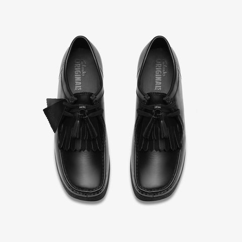 Clarks Wallabee 26183780 Mens Black Leather Oxfords & Lace Ups Casual Shoes