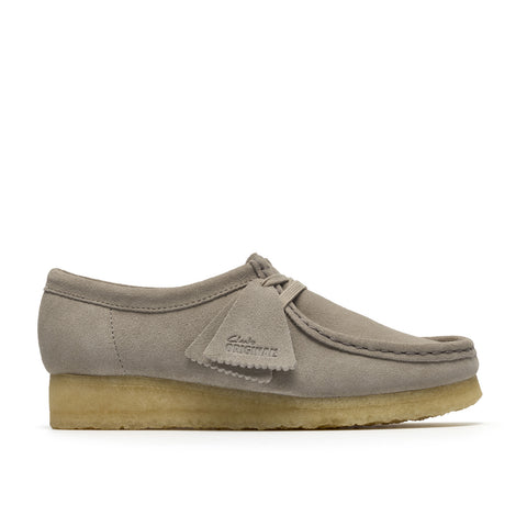 Clarks Wallabee 26185624 Womens Gray Suede Lace Up Oxford Flats Shoes