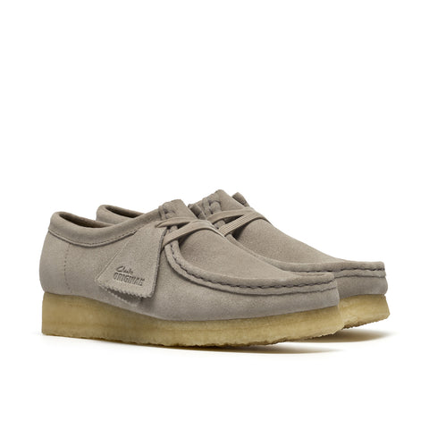 Clarks Wallabee 26185624 Womens Gray Suede Lace Up Oxford Flats Shoes