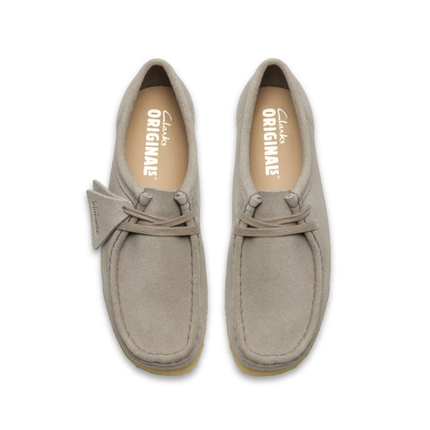 Clarks Wallabee 26185624 Womens Gray Suede Lace Up Oxford Flats Shoes