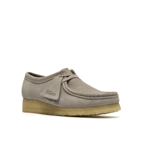 Clarks Wallabee 26185624 Womens Gray Suede Lace Up Oxford Flats Shoes