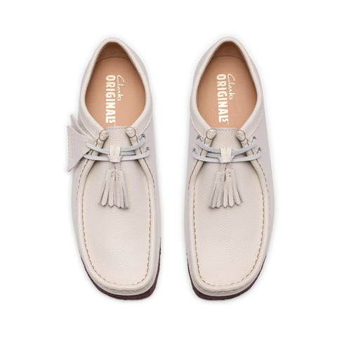 Clarks Wallabee 26185664 Mens White Leather Oxfords & Lace Ups Casual Shoes