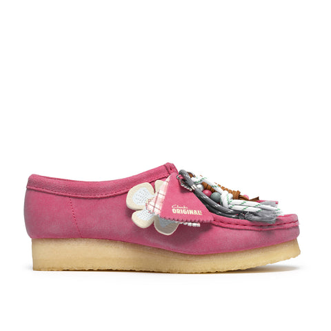 Clarks Wallabee 26186511 Womens Pink Suede Lace Up Oxford Flats Shoes