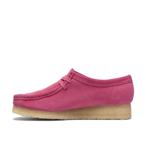Clarks Wallabee 26186511 Womens Pink Suede Lace Up Oxford Flats Shoes