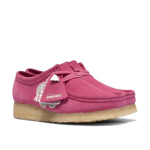 Clarks Wallabee 26186511 Womens Pink Suede Lace Up Oxford Flats Shoes