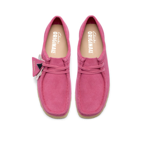 Clarks Wallabee 26186511 Womens Pink Suede Lace Up Oxford Flats Shoes