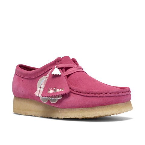 Clarks Wallabee 26186511 Womens Pink Suede Lace Up Oxford Flats Shoes