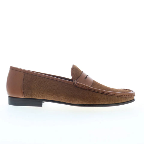 Mezlan 26806 Mens Brown Canvas Slip On Loafers & Slip Ons Penny Shoes
